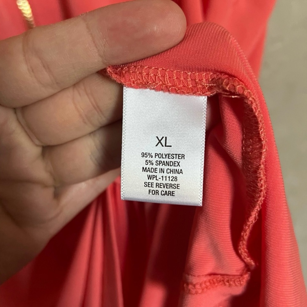 Roz & Ali Women’s Coral Pink Sleeveless Gold Zipper V-Neck Tank Top XL - Picture 6 of 8